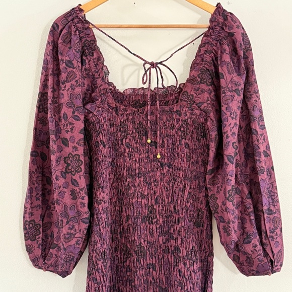 Free People Floral-print Smock It to Me Balloon-Sleeve Mini Dress Small - Picture 7 of 13